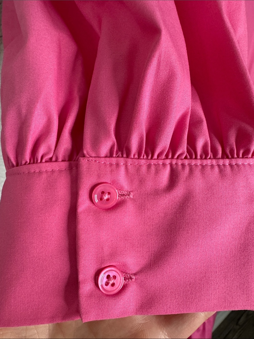 NWT English Factory Balloon Sleeve Pink Tiered Midi Shirt Dress Large Buttons - Picture 5 of 8